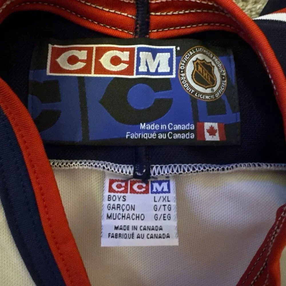 NWT Authentic‎ Ccm Columbus Blue Jackets Jersey Boys XL Mic 90s Vintage White